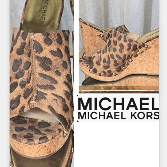 Michael Kors Belinda Leopard Suede Cork Wedge Mule - Picture 15 of 15